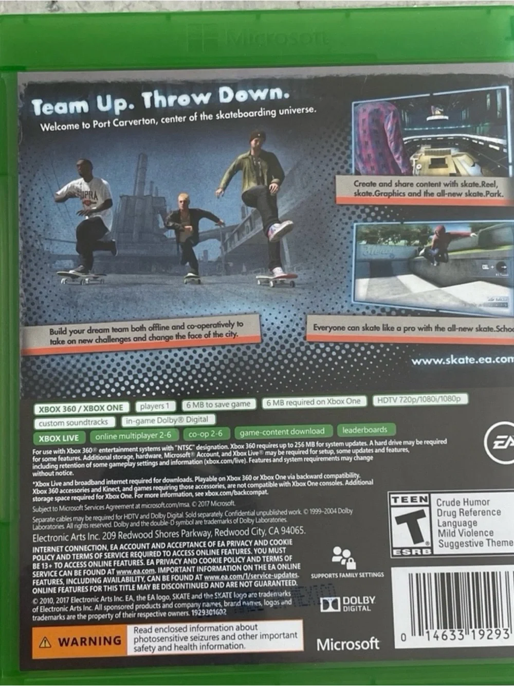 Skate 3 Xbox 360/Xbox One Complete w/ Case Online Play T Teen